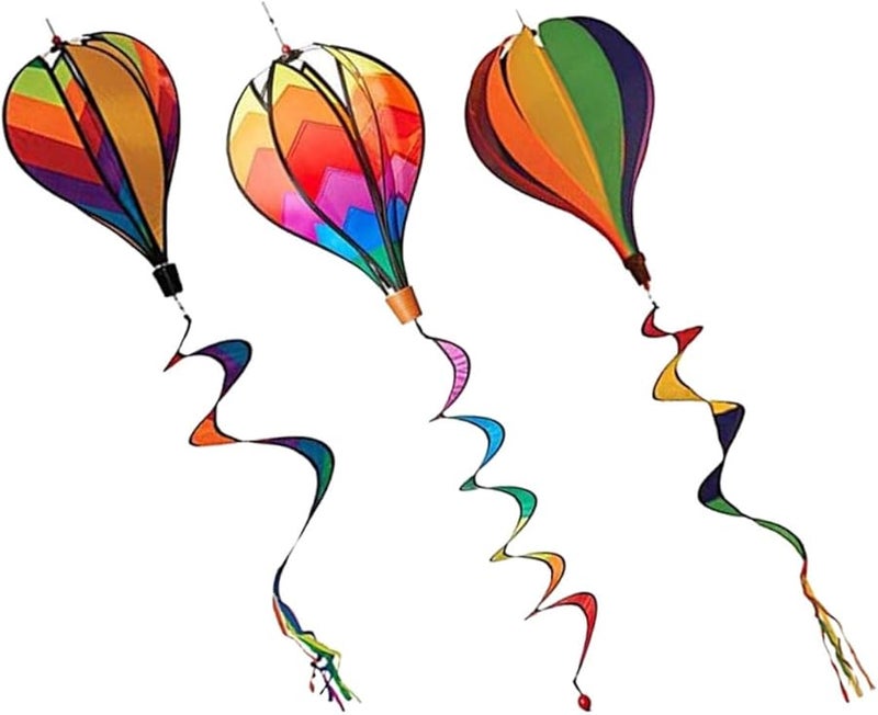 3 قطع كبيرة من طاحونة الهواء على شكل منطاد حديقة ديكور في الهواء الطلق دوارة مقاس 130 × 42 × 27 سم - Image 2